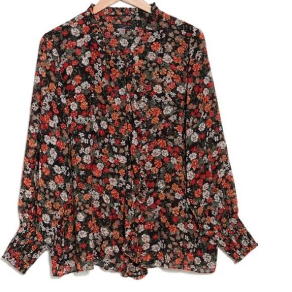 EUC T Tahari ruffle front blouse. 1X - Picture 3 of 14